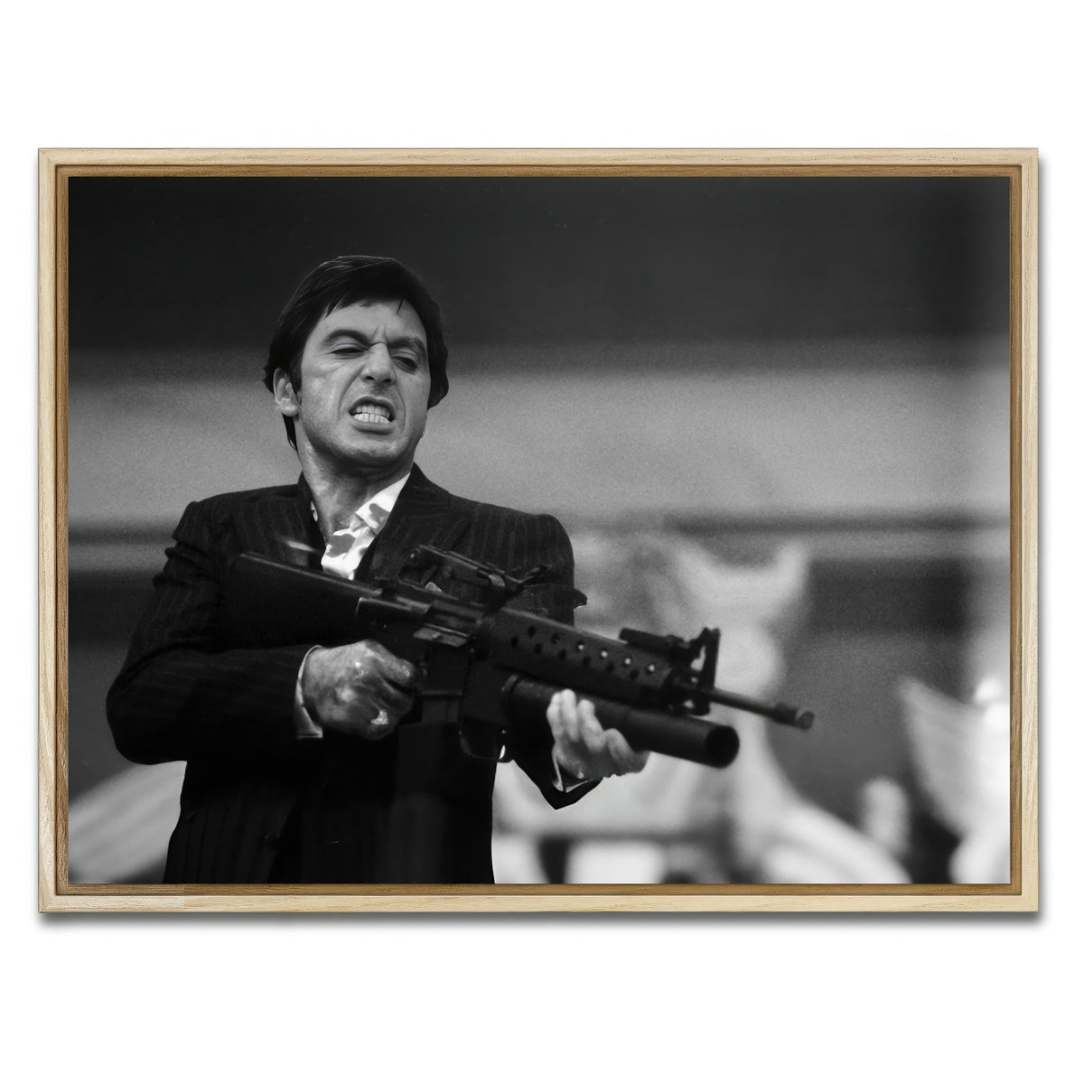 AUTO-MOCKUP WHITE | Scarface Black & White | 1 Piece | Natural Frame | group=4x3