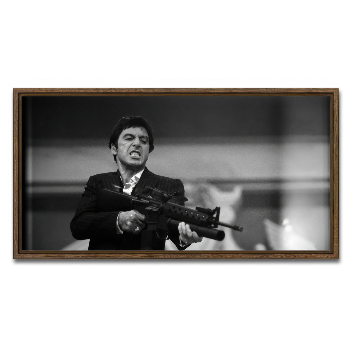 AUTO-MOCKUP WHITE | Scarface Black & White | 1 Piece | Walnut Frame | group=2x1