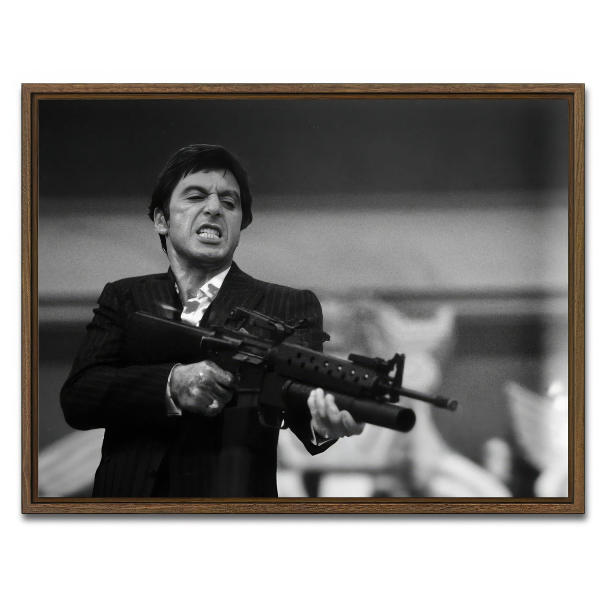 AUTO-MOCKUP WHITE | Scarface Black & White | 1 Piece | Walnut Frame | group=4x3