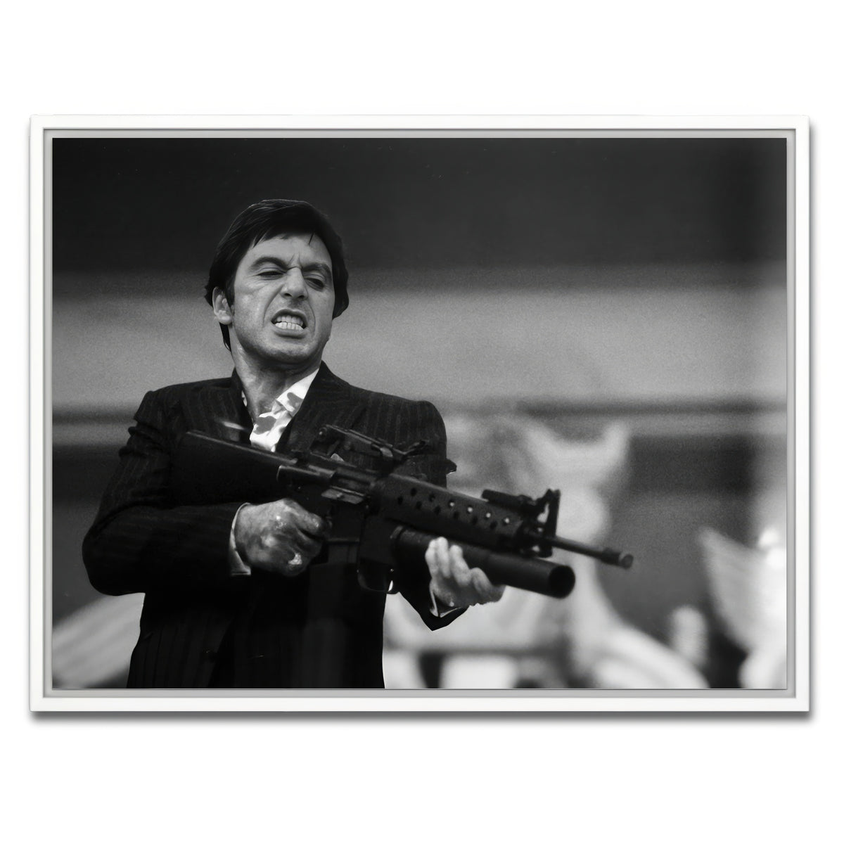 AUTO-MOCKUP WHITE | Scarface Black & White | 1 Piece | White Frame | group=4x3