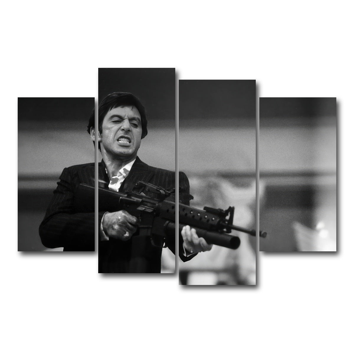 AUTO-MOCKUP WHITE | Scarface Black & White | 4 Piece | Gallery Wrapped | group=4_short