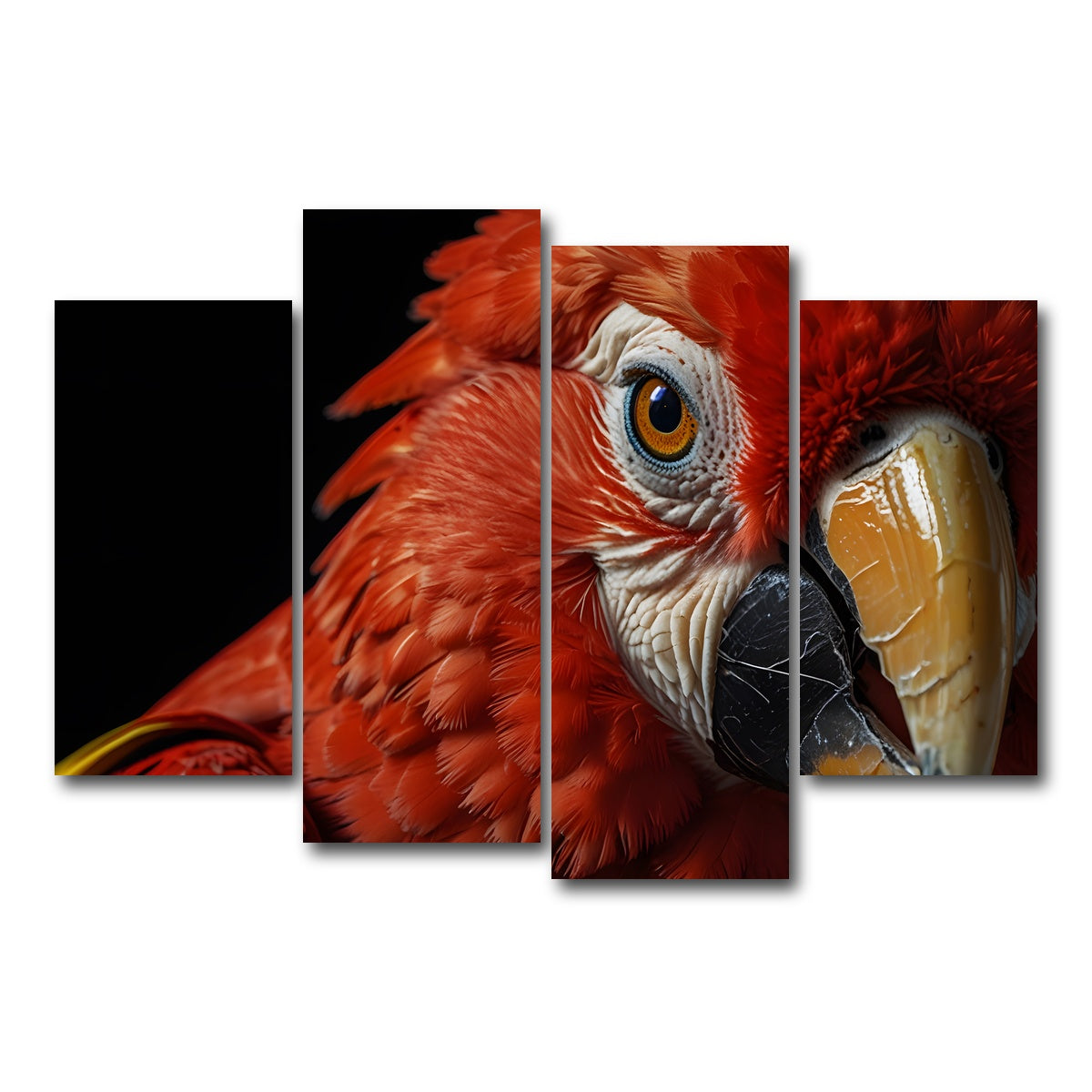 AUTO-MOCKUP WHITE | Scarlet Macaw close-up | 4 Piece | Gallery Wrap Canvas | group=4_short