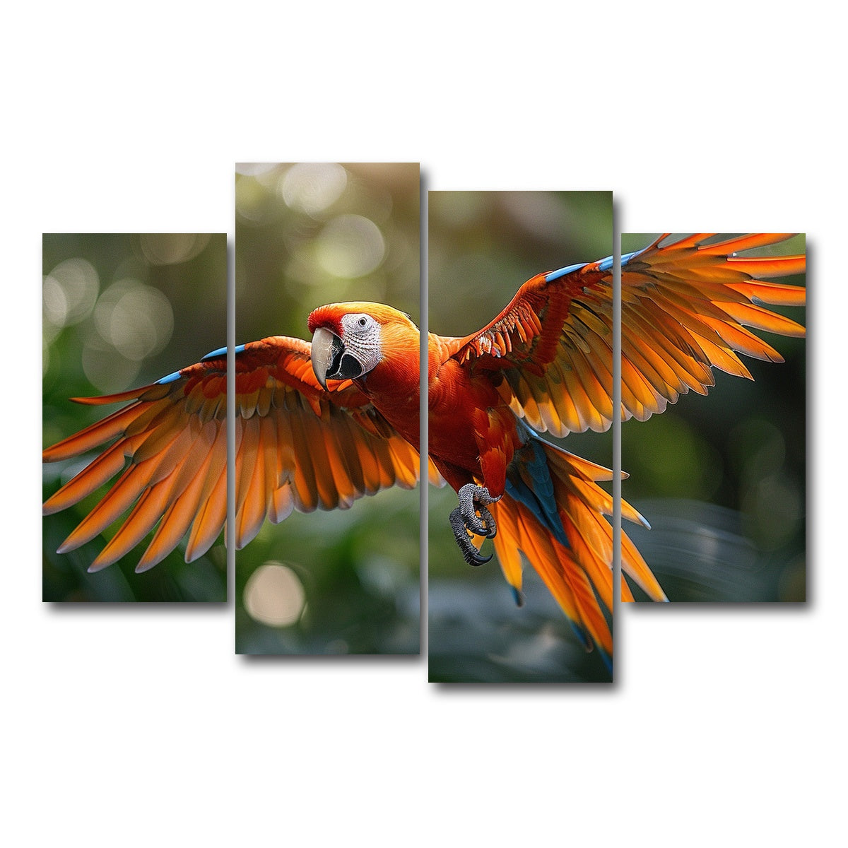 AUTO-MOCKUP WHITE | Scarlet Macaw in Flight | 4 Piece | Gallery Wrap Canvas | group=4_short