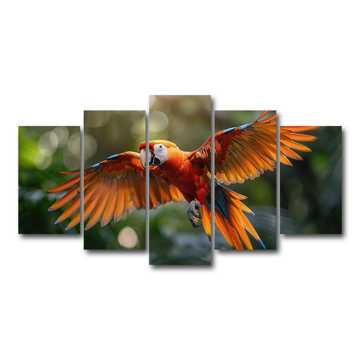AUTO-MOCKUP WHITE | Scarlet Macaw in Flight | 5 Piece | Gallery Wrap Canvas | group=5_normal