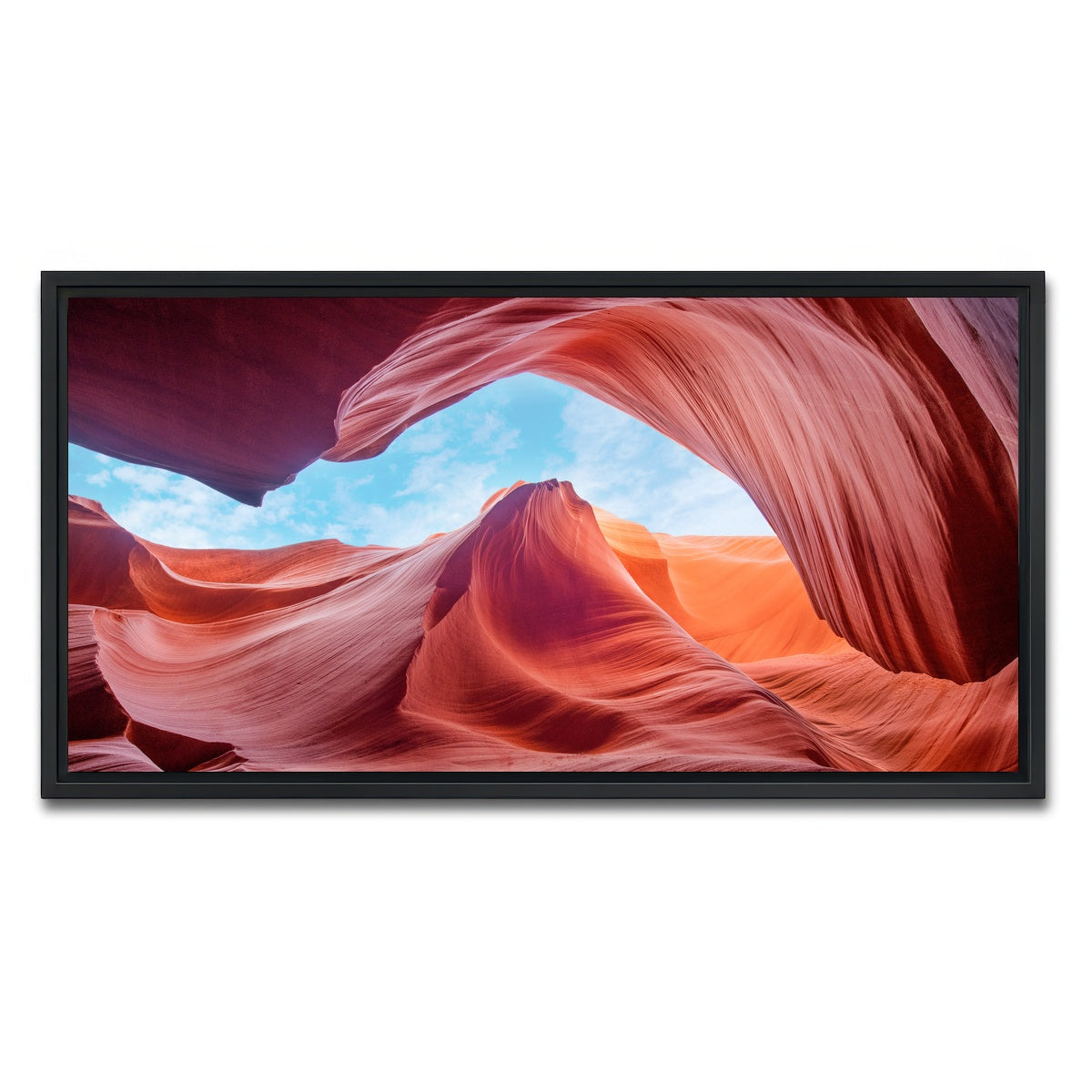 AUTO-MOCKUP WHITE | Scenic Antelope Canyon | 1 Piece | Black Framed Canvas | group=2x1