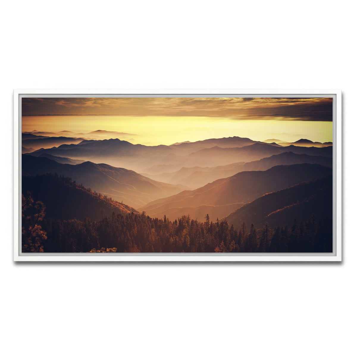 AUTO-MOCKUP WHITE | Scenic Sunset Sierra Nevada Mountains | 1 Piece | White Framed Canvas | group=2x1
