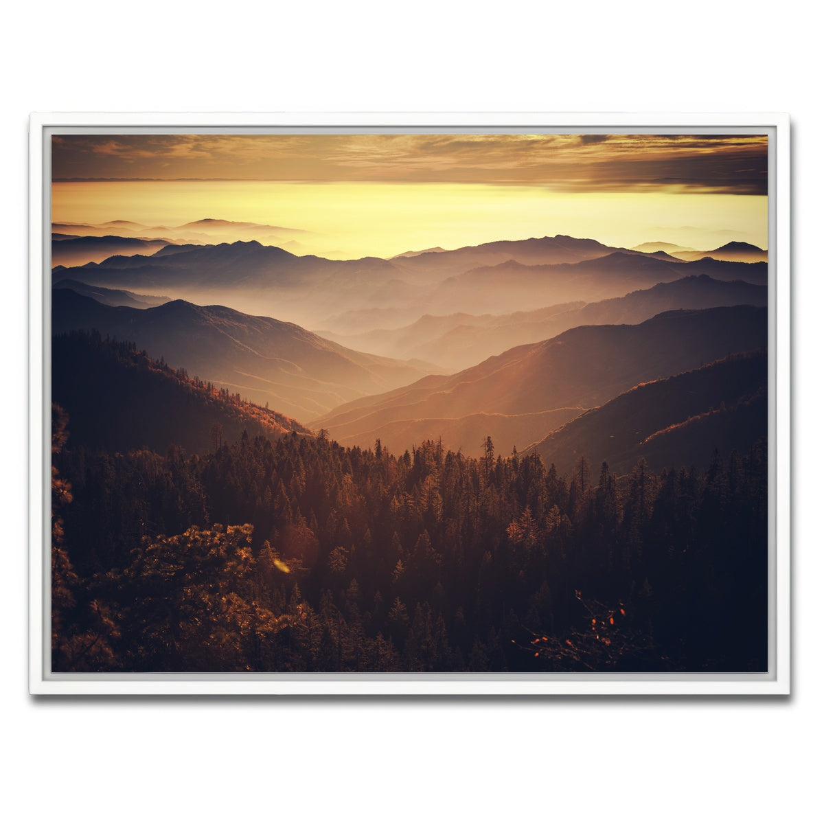 AUTO-MOCKUP WHITE | Scenic Sunset Sierra Nevada Mountains | 1 Piece | White Framed Canvas | group=4x3