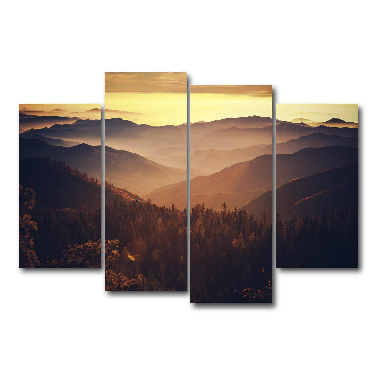 AUTO-MOCKUP WHITE | Scenic Sunset Sierra Nevada Mountains | 4 Piece | Gallery Wrap Canvas | group=4_short