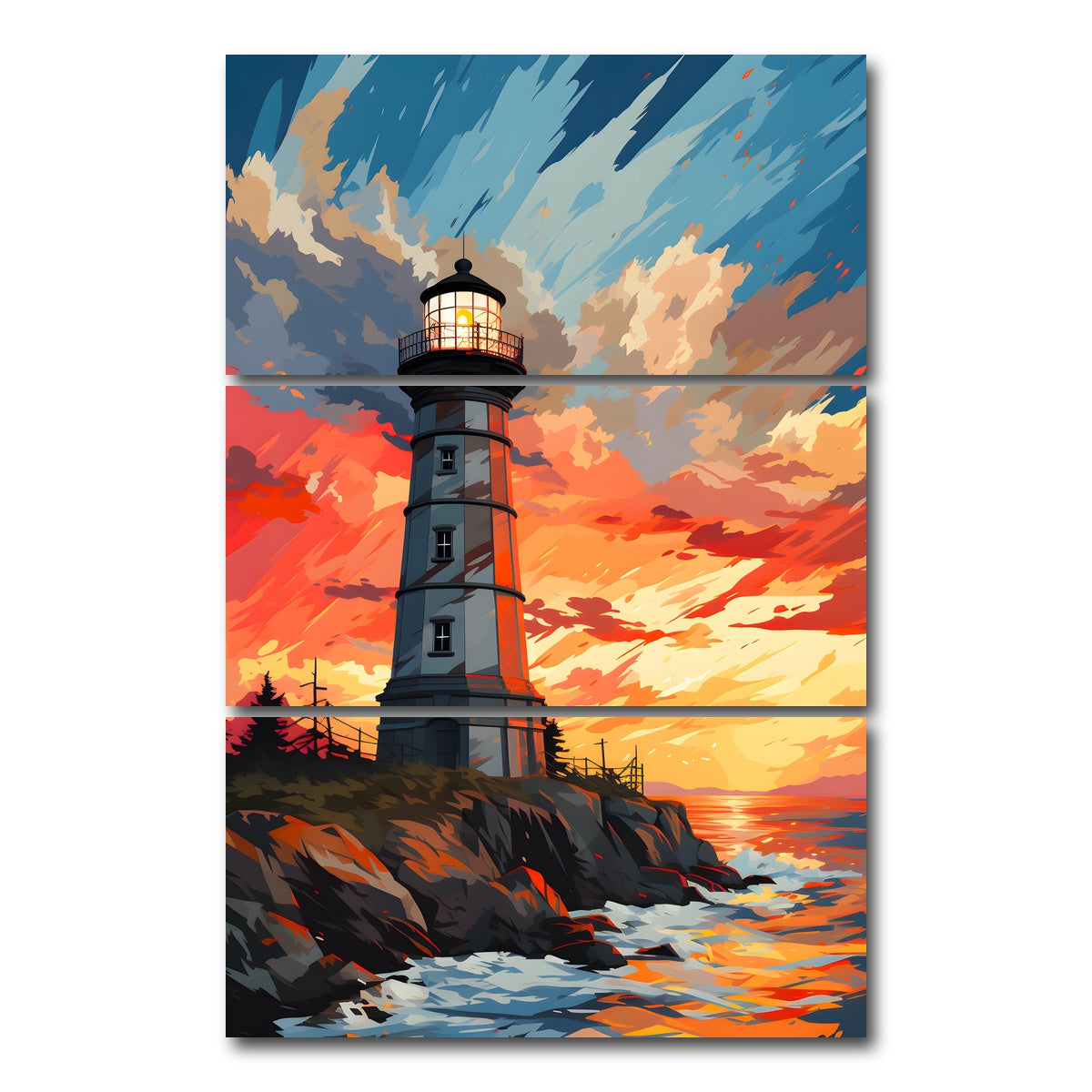 AUTO-MOCKUP WHITE | Scotland - Corsewall Lighthouse | 3 Piece | Gallery Wrap Canvas | group=12x24_stacked