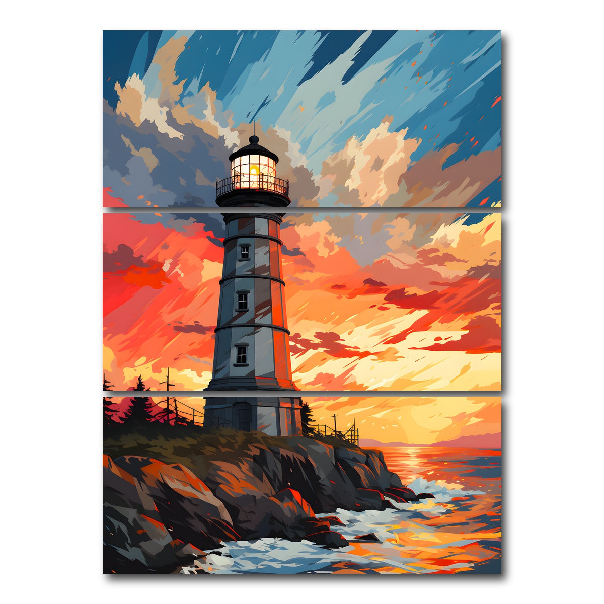 AUTO-MOCKUP WHITE | Scotland - Corsewall Lighthouse | 3 Piece | Gallery Wrap Canvas | group=8x18_stacked