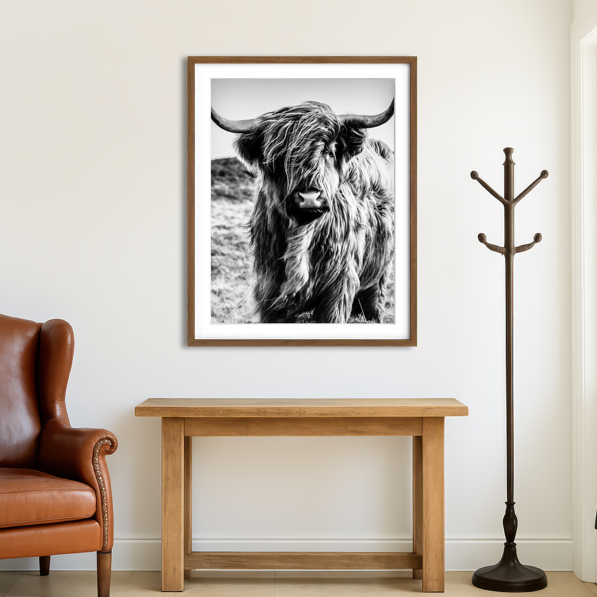 AUTO-MOCKUP ROOM | Scottish Highland Cow Wall Art