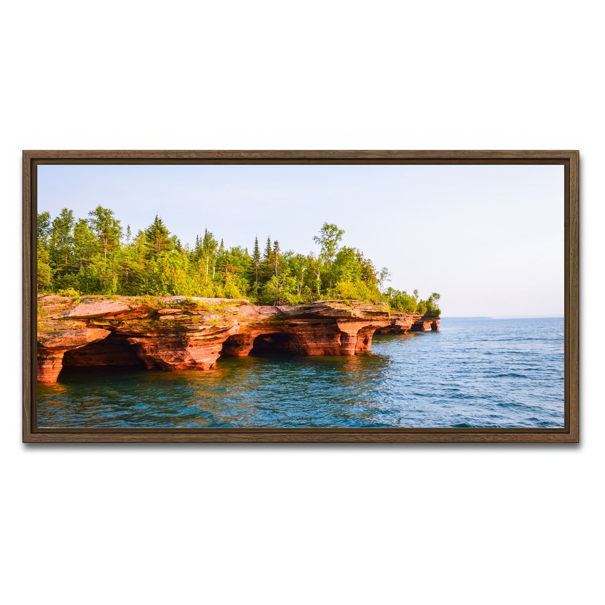 AUTO-MOCKUP WHITE | Sea Caves Apostle Islands | 1 Piece | Walnut Framed Canvas | group=2x1