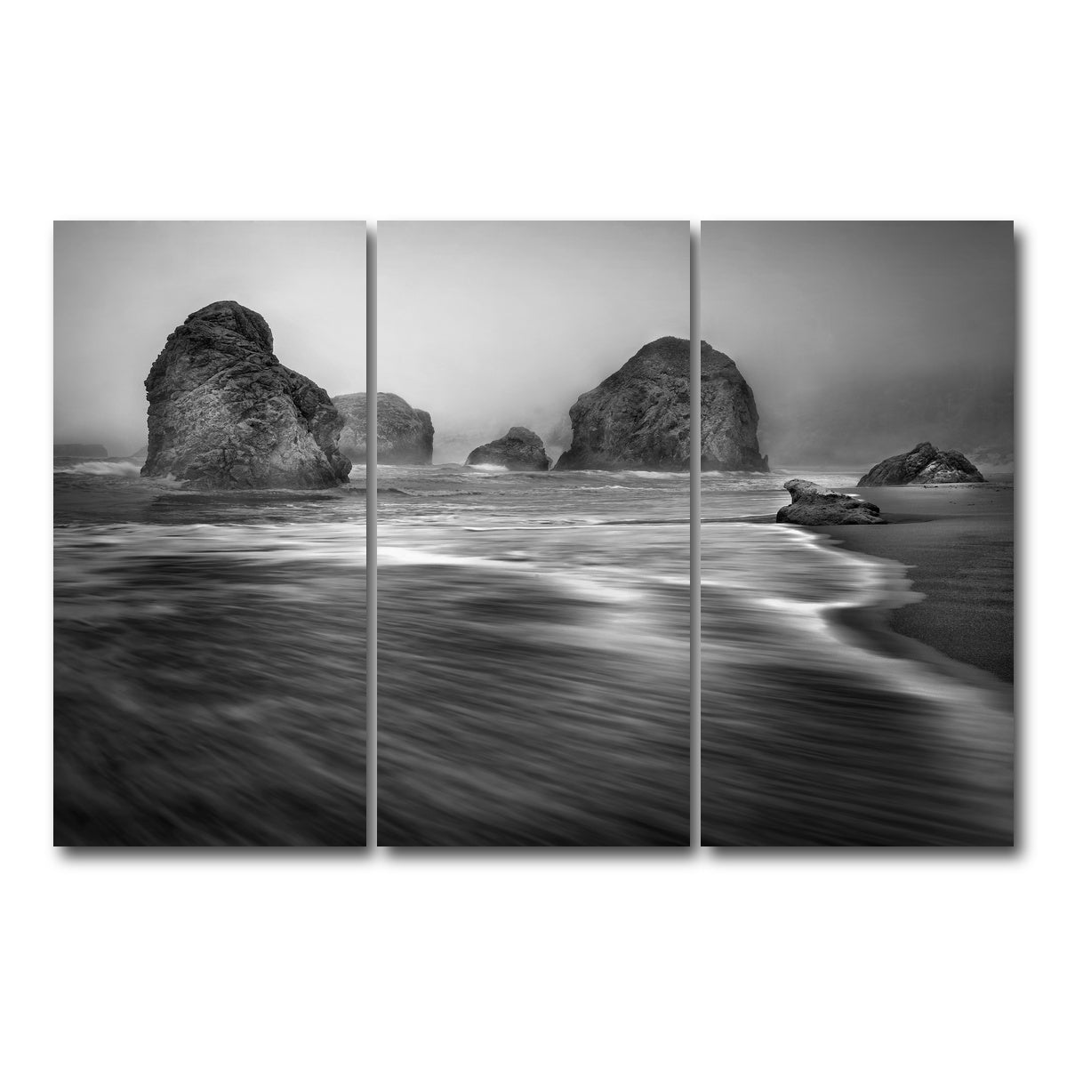 AUTO-MOCKUP WHITE | Sea Stacks - Foggy Oregon Coast | 3 Piece | Gallery Wrap Canvas | group=12x24