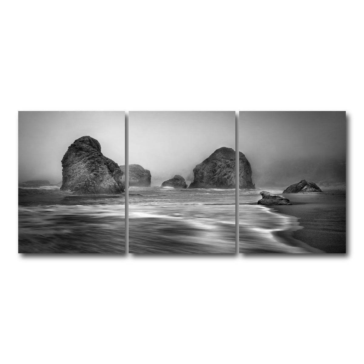AUTO-MOCKUP WHITE | Sea Stacks - Foggy Oregon Coast | 3 Piece | Gallery Wrap Canvas | group=18x24