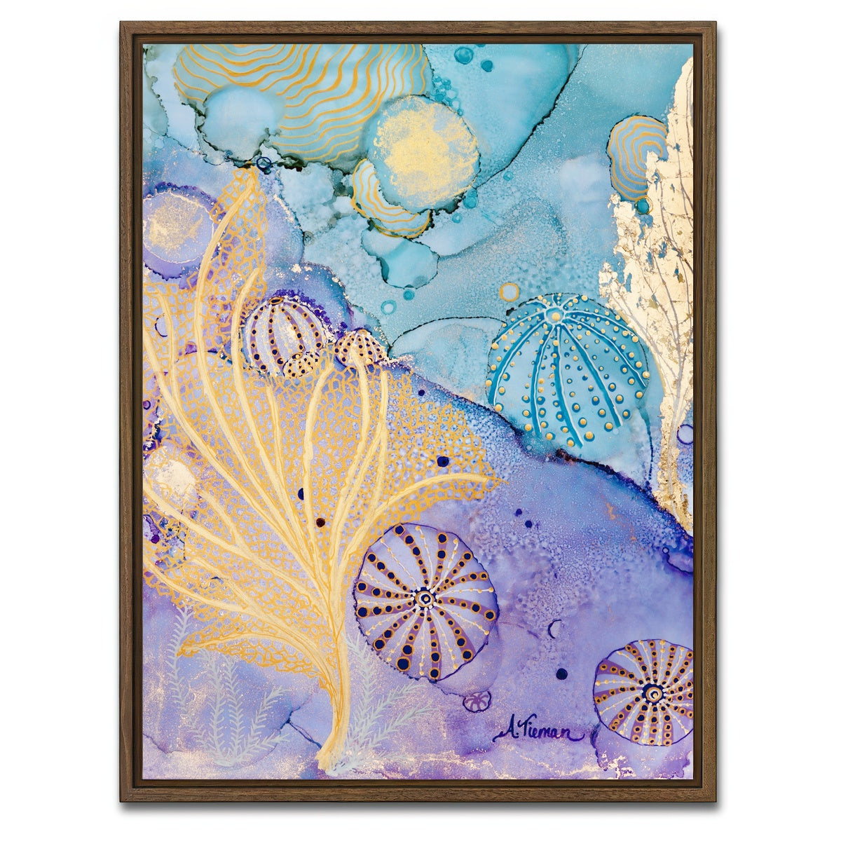 AUTO-MOCKUP WHITE | Sea Urchin Hideaway | 1 Piece | Walnut Framed Canvas | group=3x4