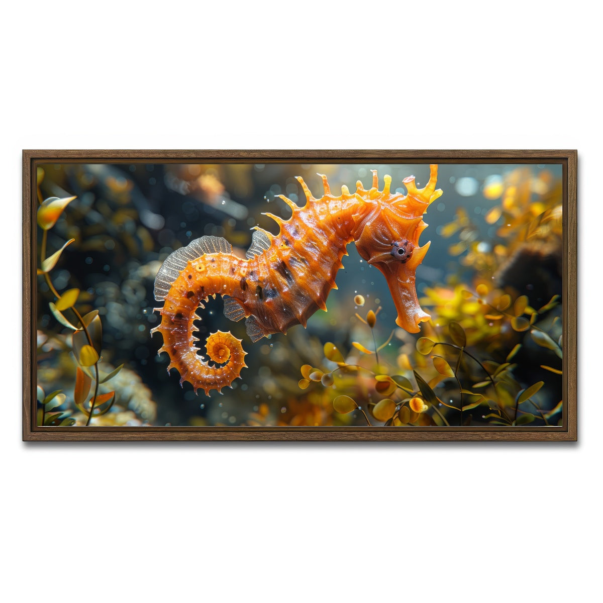 AUTO-MOCKUP WHITE | Seahorse | 1 Piece | Walnut Framed Canvas | group=2x1