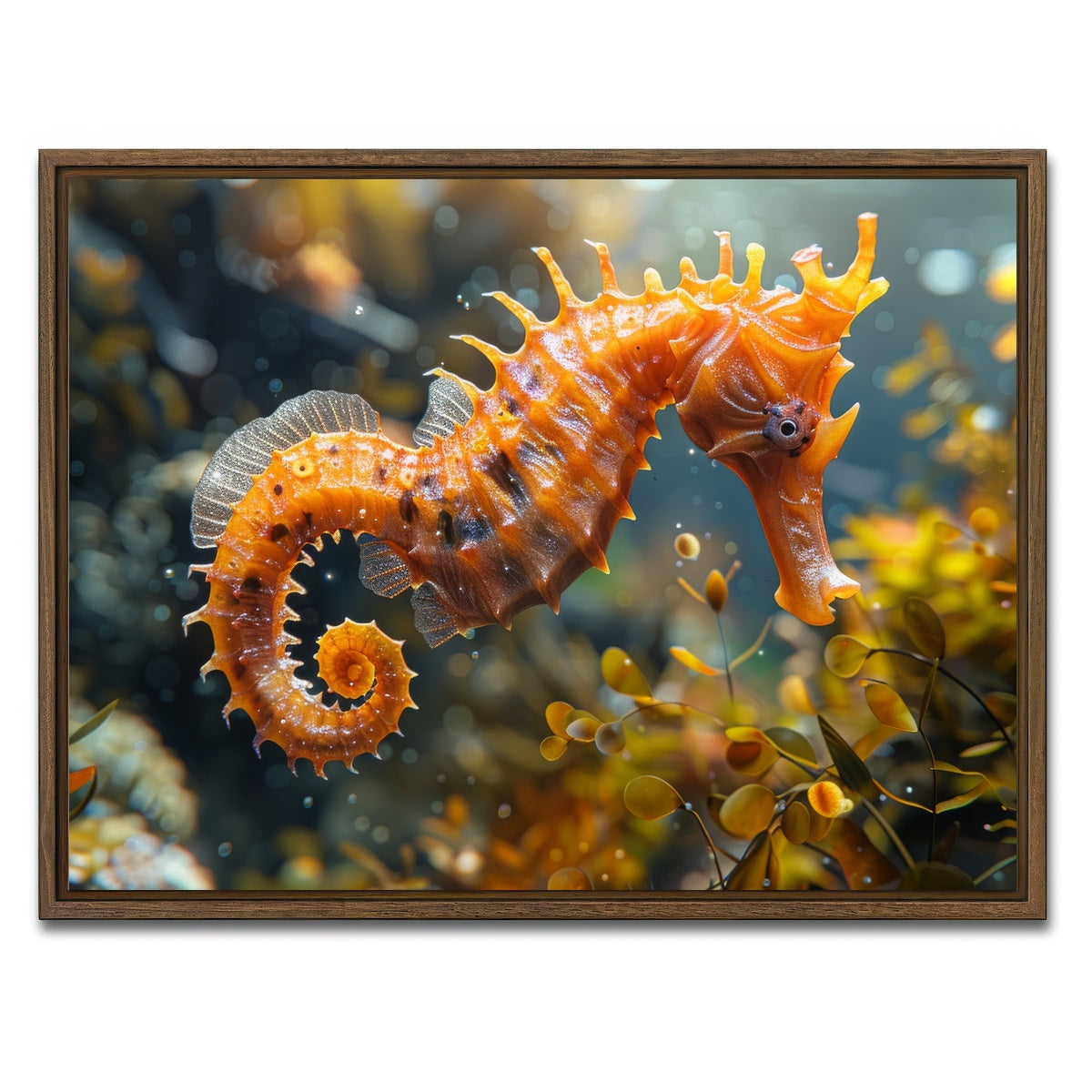 AUTO-MOCKUP WHITE | Seahorse | 1 Piece | Walnut Framed Canvas | group=4x3
