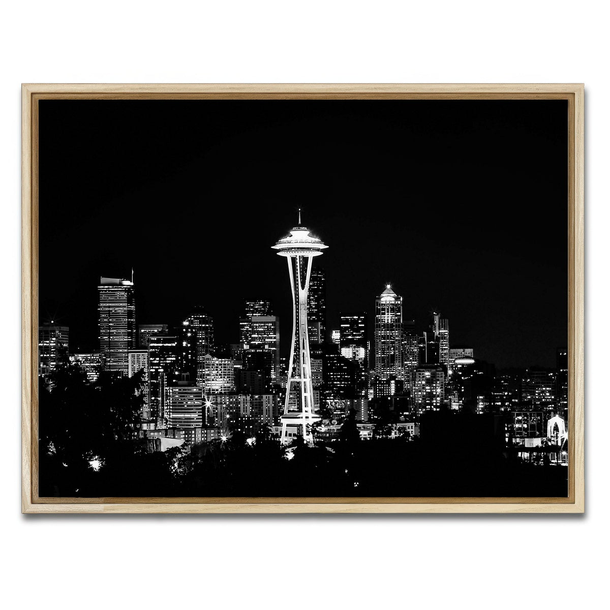 AUTO-MOCKUP WHITE | Seattle skyline | 1 Piece | Natural Framed Canvas | group=4x3