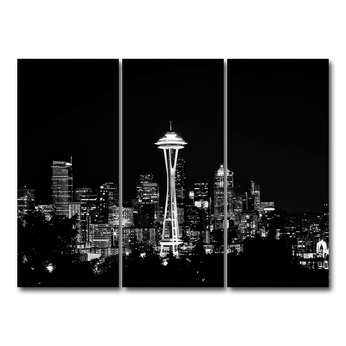 AUTO-MOCKUP WHITE | Seattle skyline | 3 Piece | Gallery Wrap Canvas | group=8x18