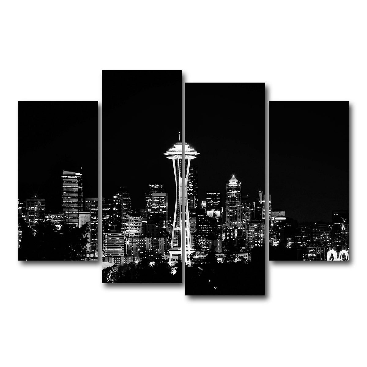 AUTO-MOCKUP WHITE | Seattle skyline | 4 Piece | Gallery Wrap Canvas | group=4_short