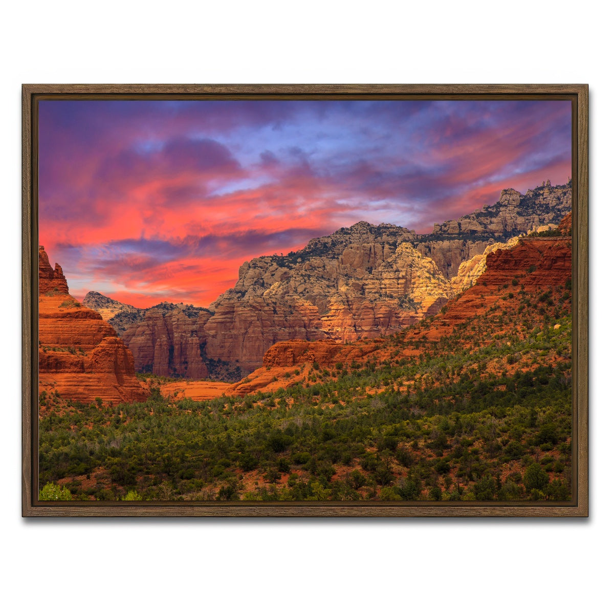 AUTO-MOCKUP WHITE | Sedona Sunset | 1 Piece | Walnut Framed Canvas | group=4x3