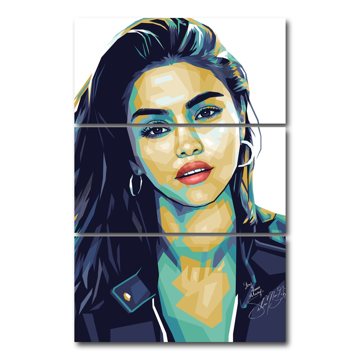 AUTO-MOCKUP WHITE | Selena Gomez White | 3 Piece | Gallery Wrap Canvas | group=12x24_stacked