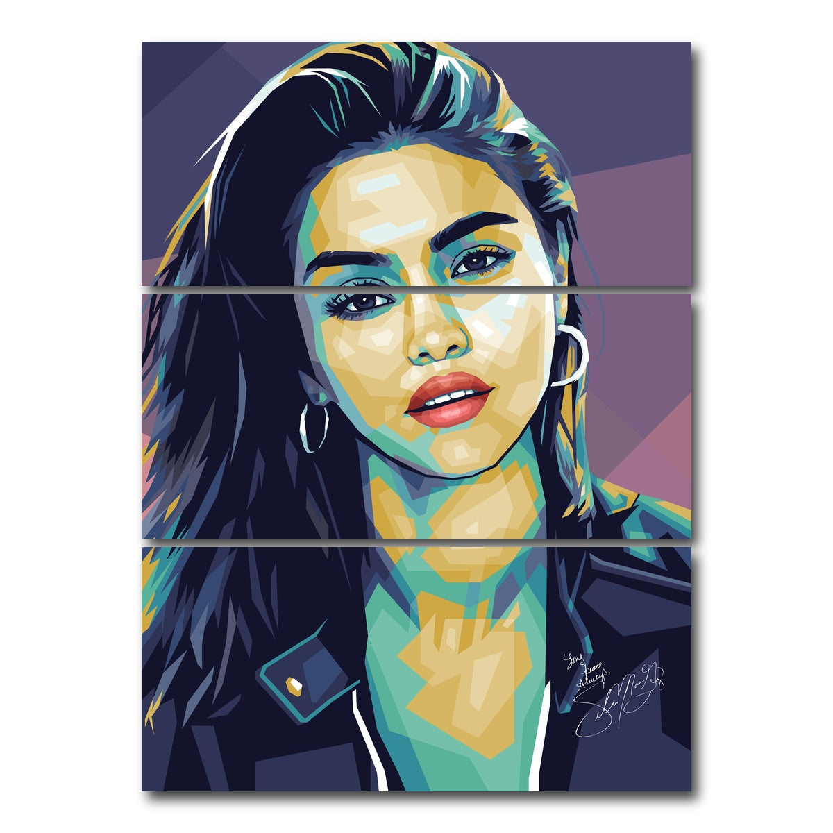 AUTO-MOCKUP WHITE | Selena Purple | 3 Piece | Gallery Wrap Canvas | group=8x18_stacked