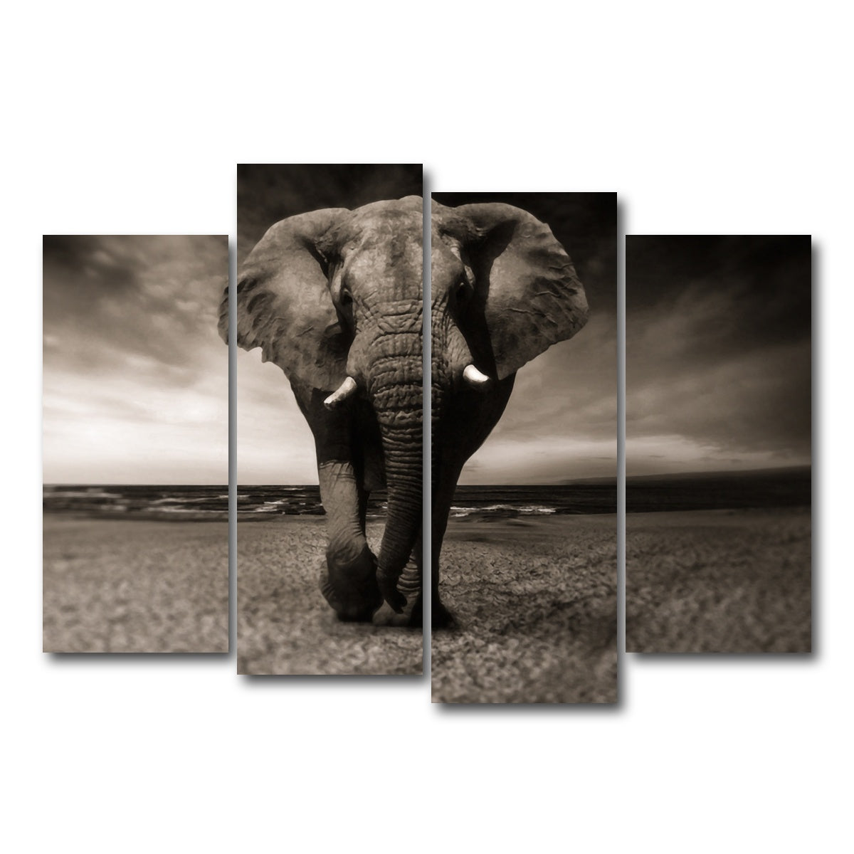 AUTO-MOCKUP WHITE | Sepia Elephant | 4 Piece | Gallery Wrap Canvas | group=4_normal