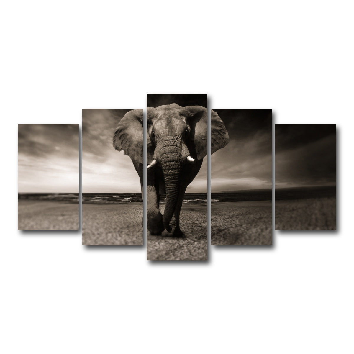 AUTO-MOCKUP WHITE | Sepia Elephant | 5 Piece | Gallery Wrap Canvas | group=5_normal