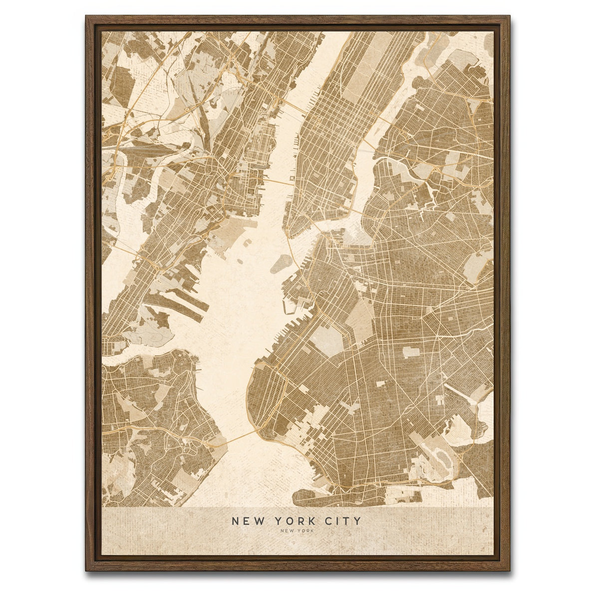 AUTO-MOCKUP WHITE | Sepia New York City | 1 Piece | Walnut Framed Canvas | group=3x4