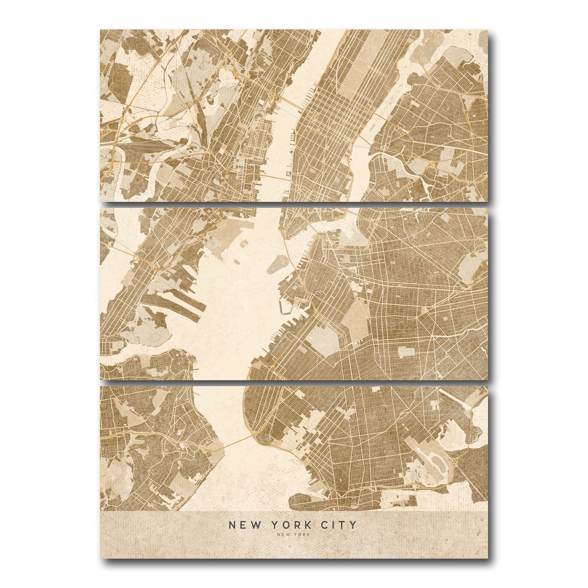 AUTO-MOCKUP WHITE | Sepia New York City | 3 Piece | Gallery Wrap Canvas | group=8x18_stacked