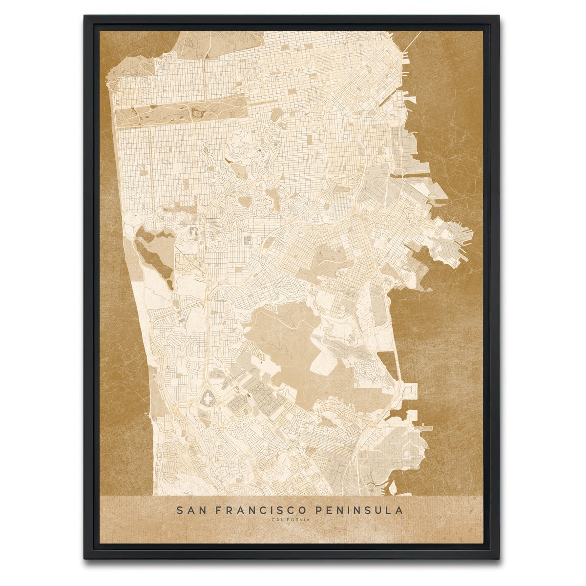 AUTO-MOCKUP WHITE | Sepia San Francisco Peninsula | 1 Piece | Black Framed Canvas | group=3x4