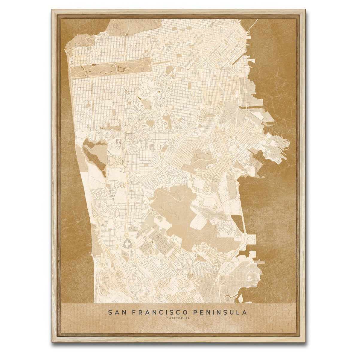 AUTO-MOCKUP WHITE | Sepia San Francisco Peninsula | 1 Piece | Natural Framed Canvas | group=3x4