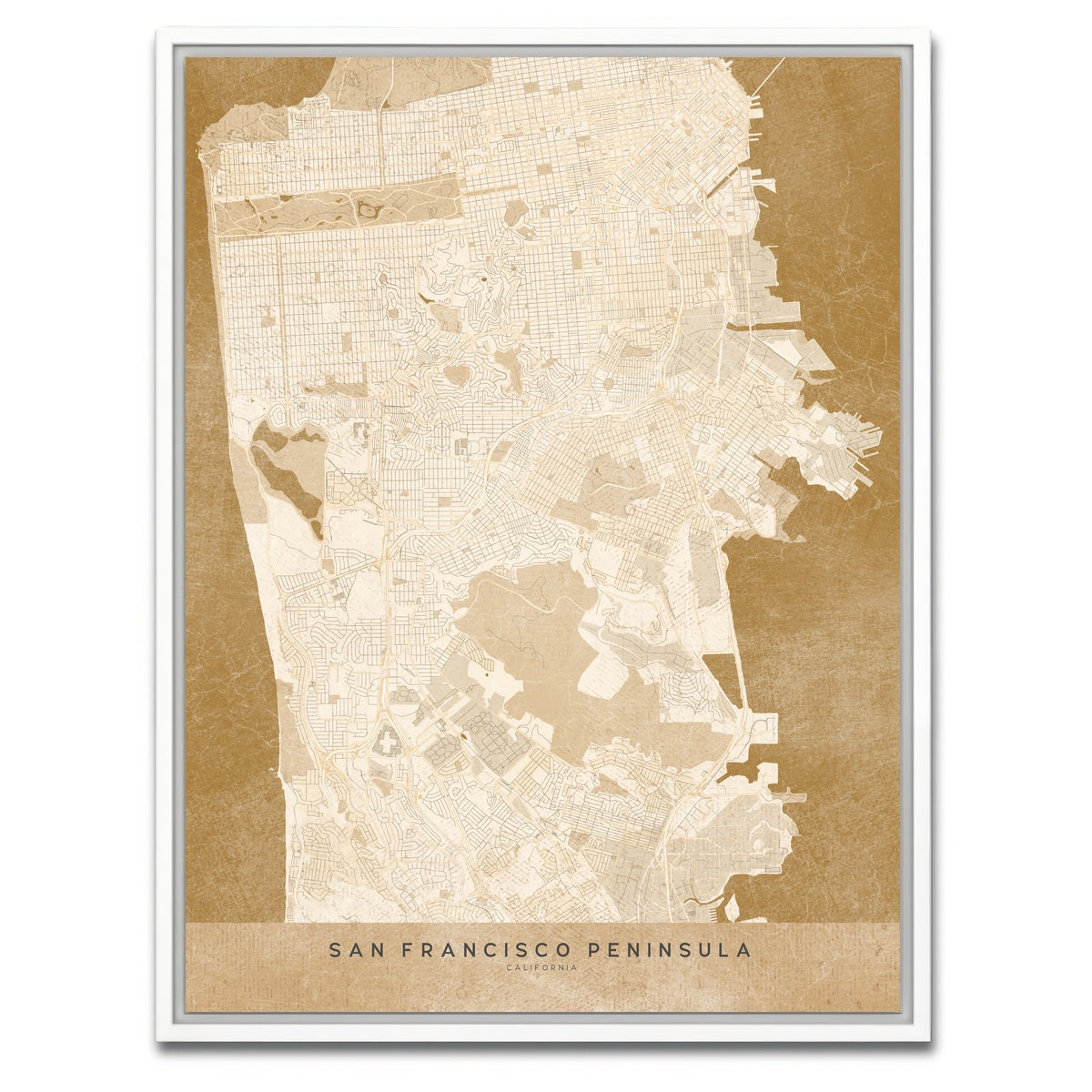 AUTO-MOCKUP WHITE | Sepia San Francisco Peninsula | 1 Piece | White Framed Canvas | group=3x4