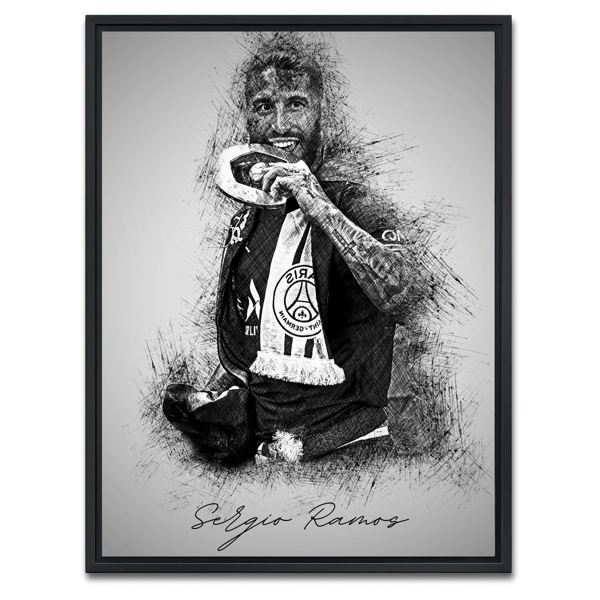 AUTO-MOCKUP WHITE | Sergio Ramos 2 | 1 Piece | Black Framed Canvas | group=3x4