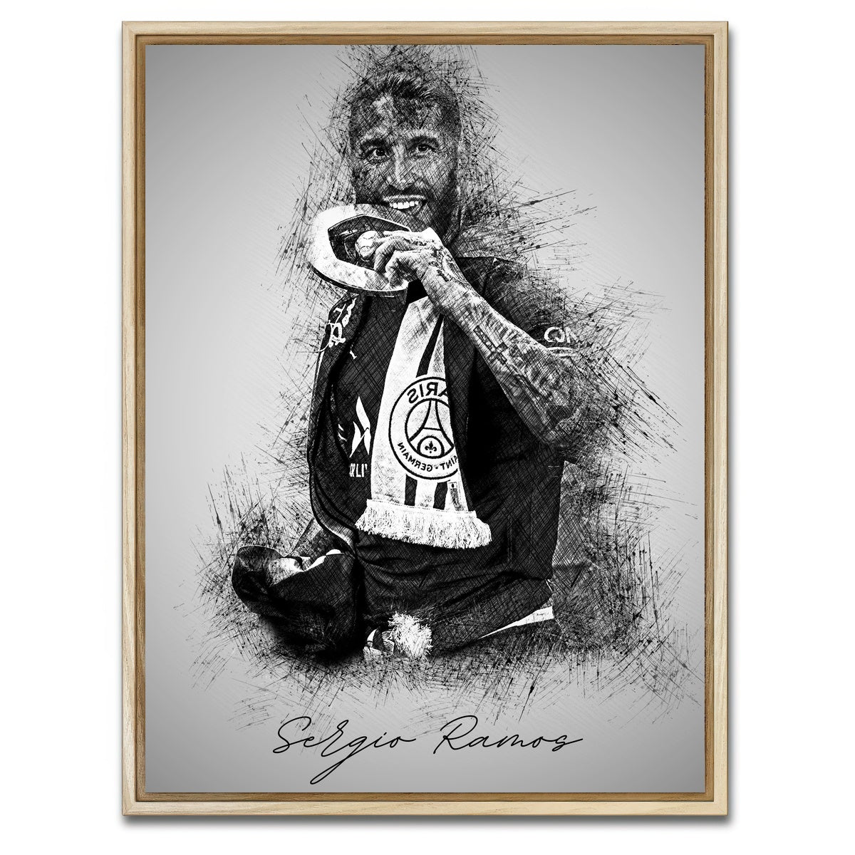 AUTO-MOCKUP WHITE | Sergio Ramos 2 | 1 Piece | Natural Framed Canvas | group=3x4