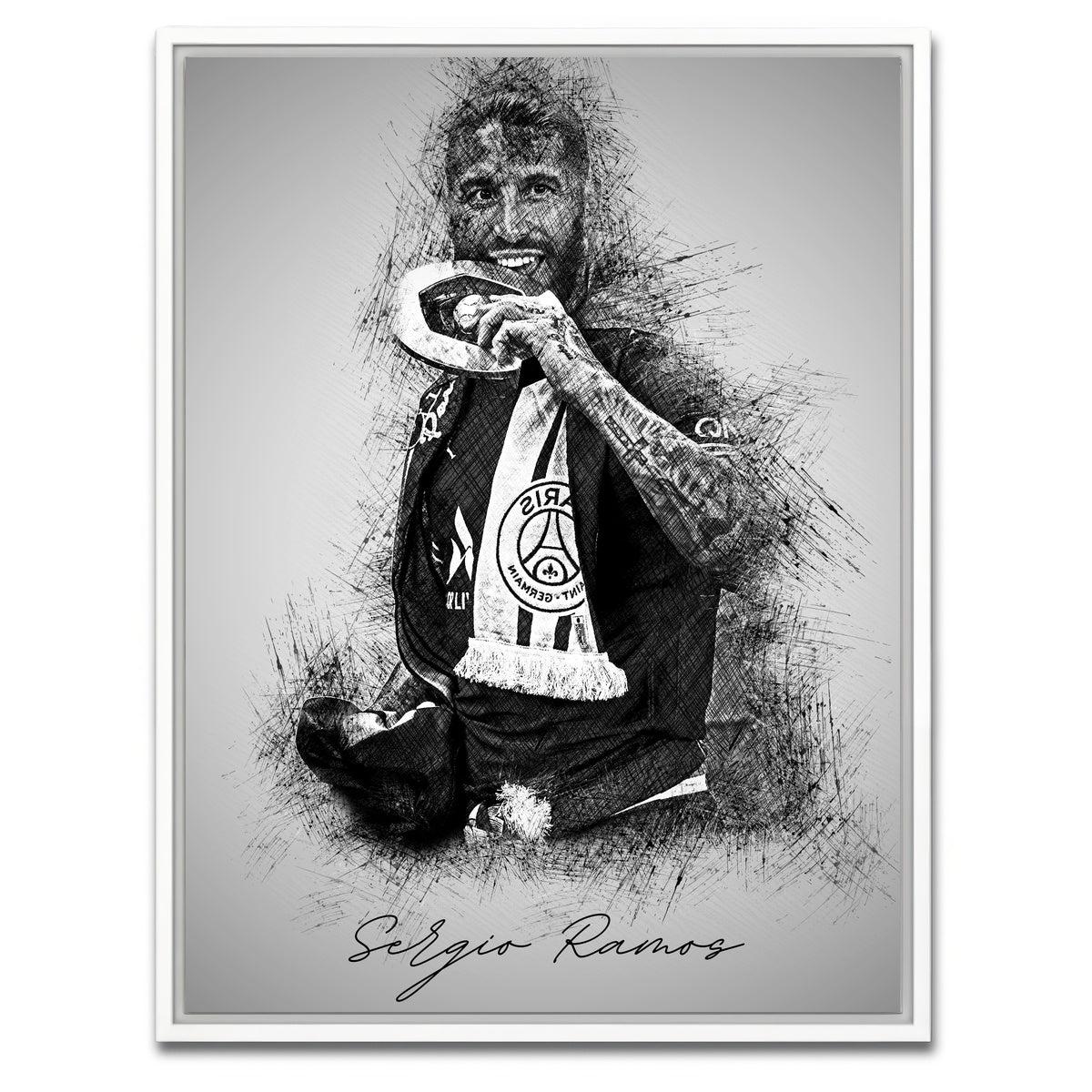 AUTO-MOCKUP WHITE | Sergio Ramos 2 | 1 Piece | White Framed Canvas | group=3x4