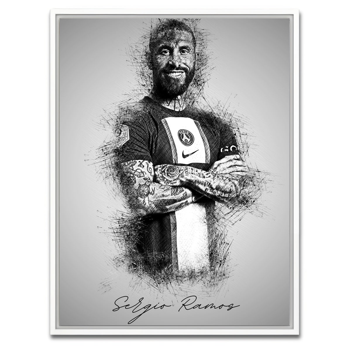 AUTO-MOCKUP WHITE | Sergio Ramos | 1 Piece | White Framed Canvas | group=3x4