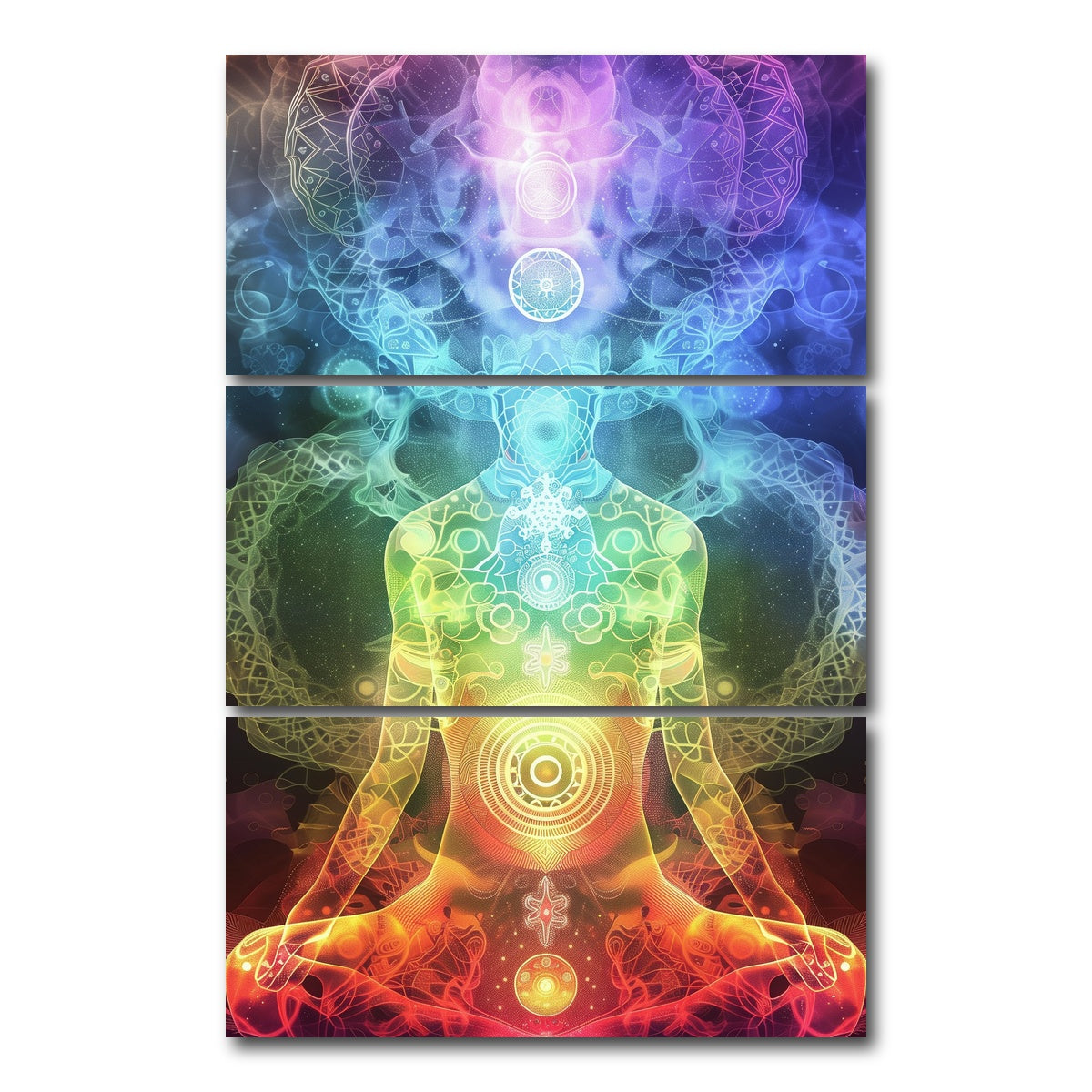 AUTO-MOCKUP WHITE | Seven chakras concept | 3 Piece | Gallery Wrap Canvas | group=12x24_stacked