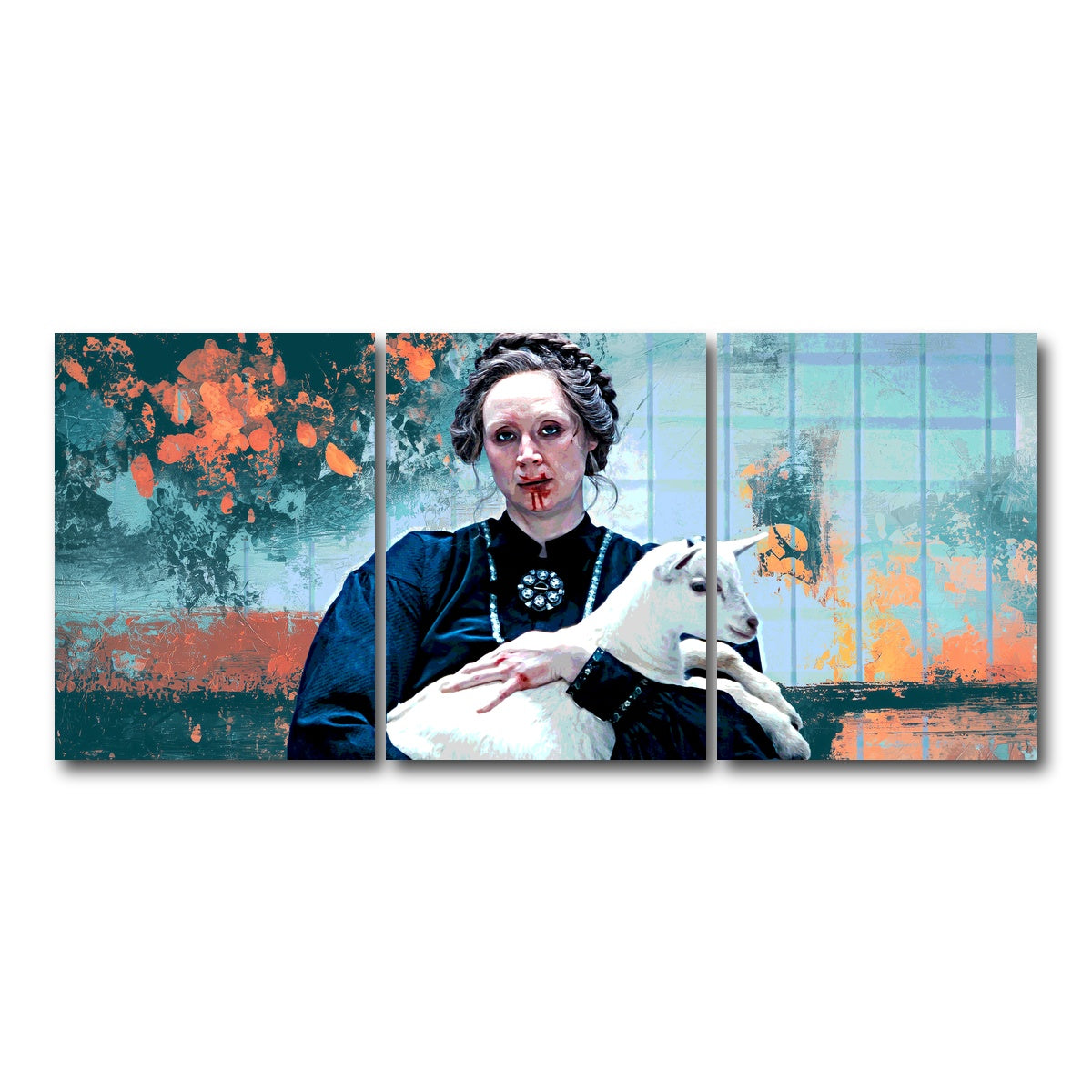 AUTO-MOCKUP WHITE | Severance Lorne & Her Goat | 3 Piece | Gallery Wrap Canvas | group=18x24