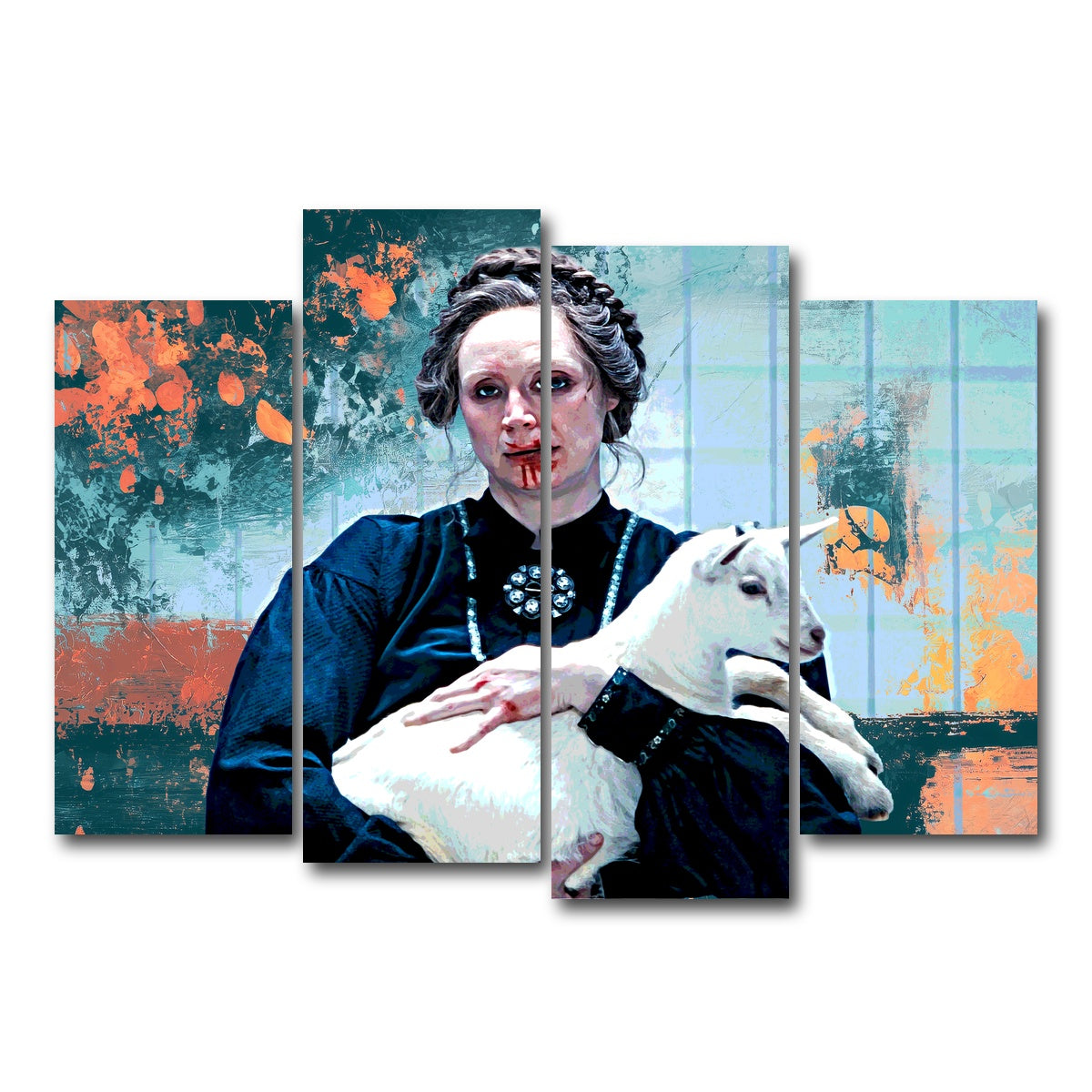 AUTO-MOCKUP WHITE | Severance Lorne & Her Goat | 4 Piece | Gallery Wrap Canvas | group=4_normal