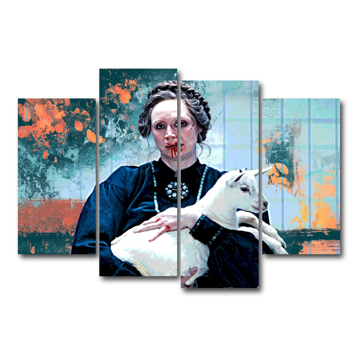 AUTO-MOCKUP WHITE | Severance Lorne & Her Goat | 4 Piece | Gallery Wrap Canvas | group=4_short
