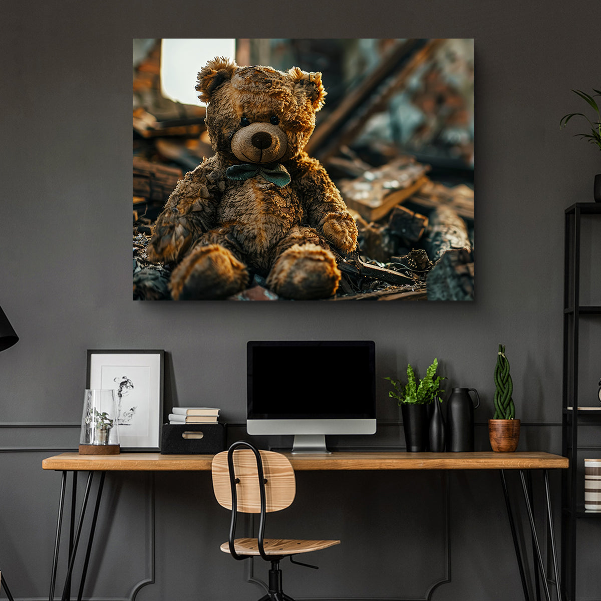 Shabby Teddy Bear Wall Art