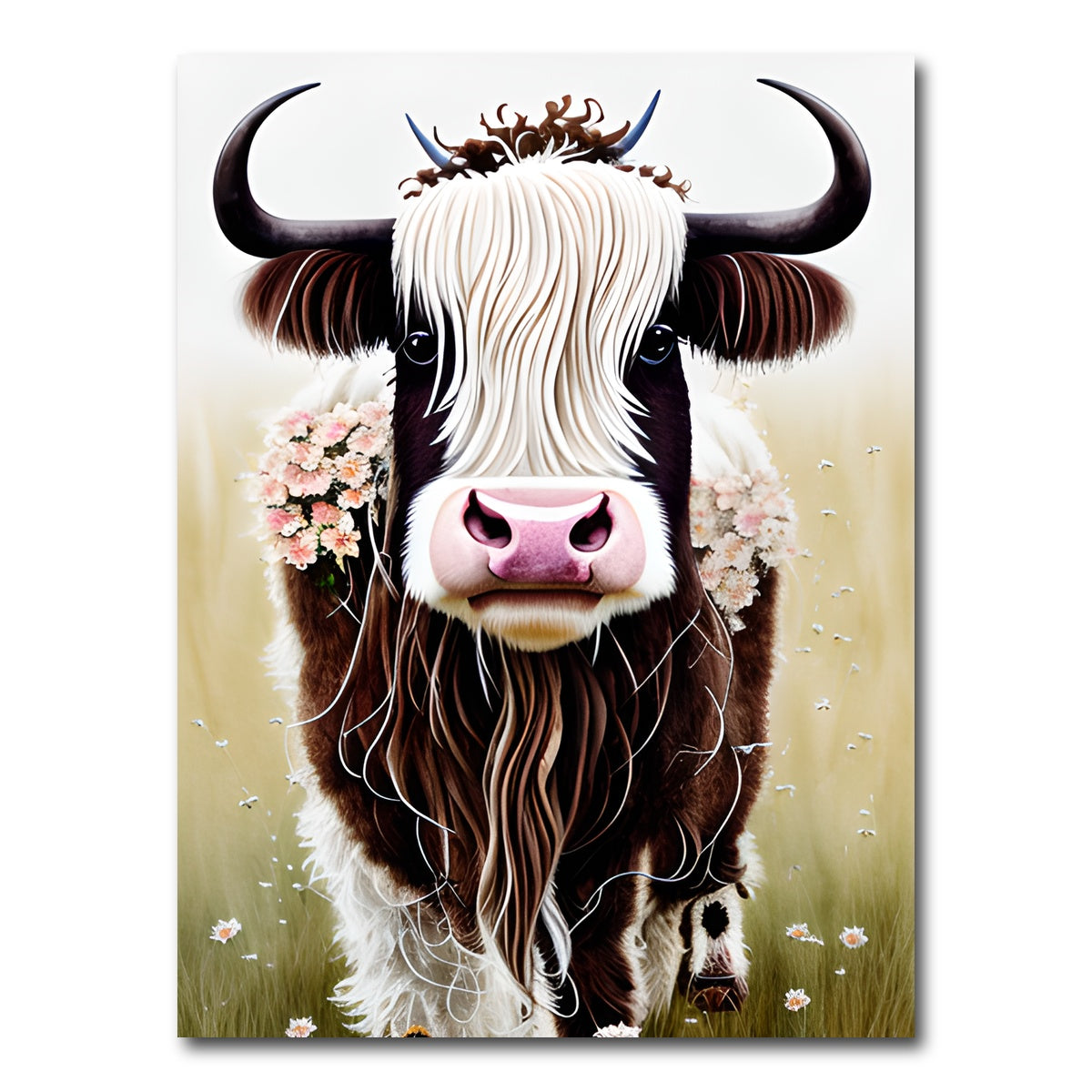 AUTO-MOCKUP WHITE | Shabby Chic Highland Cow | 1 Piece | Gallery Wrap Canvas | group=3x4