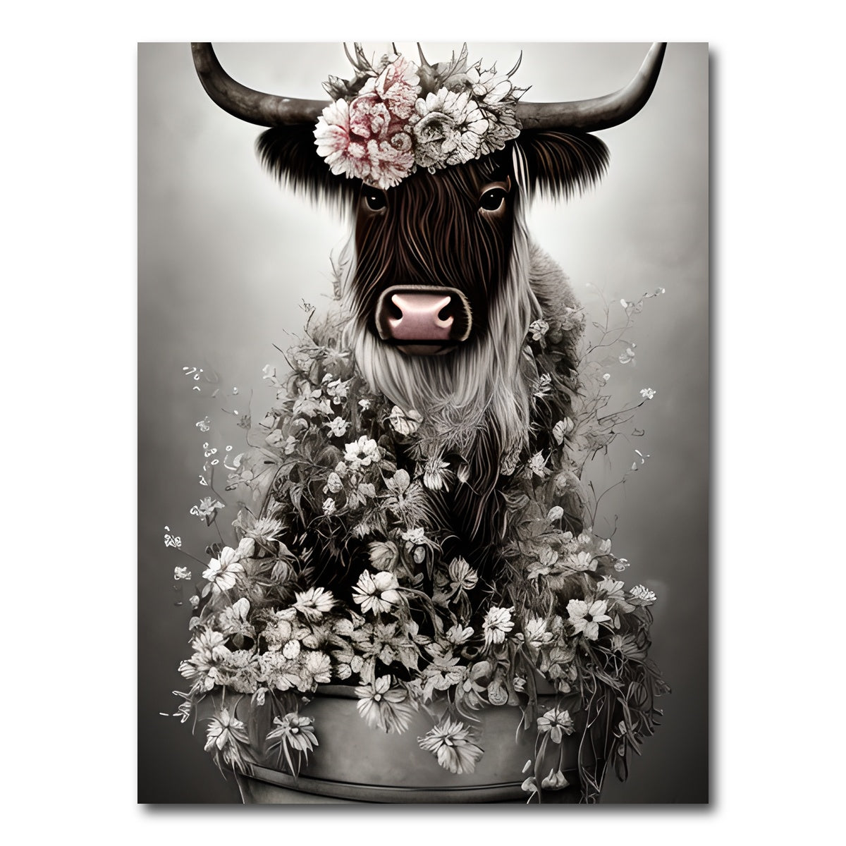 AUTO-MOCKUP WHITE | Shabby Highland Cow | 1 Piece | Gallery Wrap Canvas | group=3x4