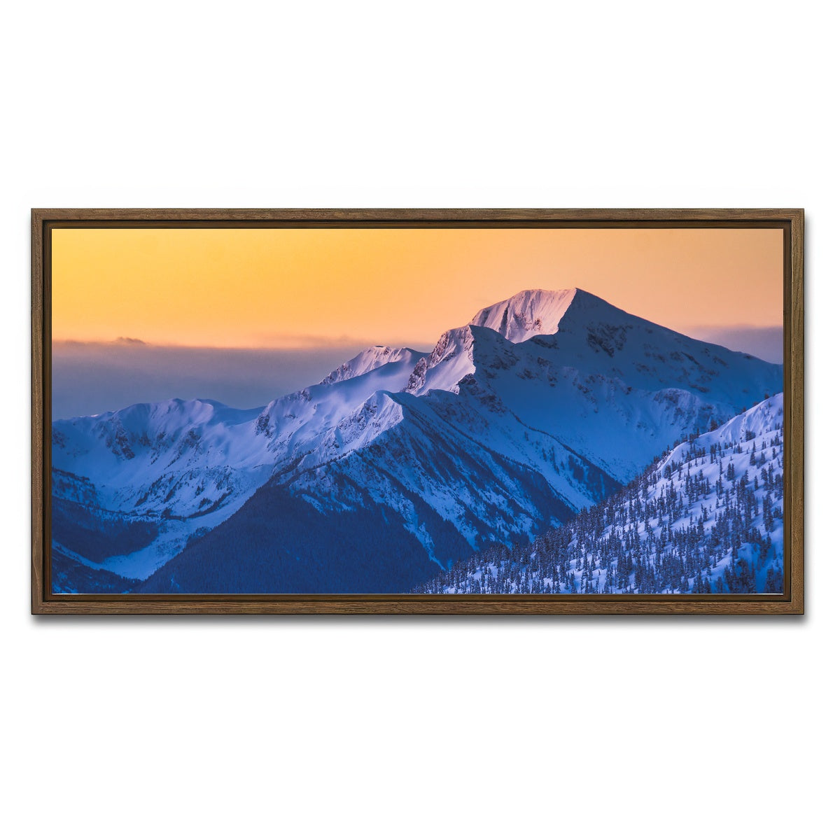 AUTO-MOCKUP WHITE | Shames Sunrise | 1 Piece | Walnut Framed Canvas | group=2x1