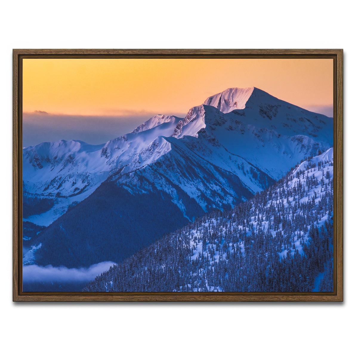 AUTO-MOCKUP WHITE | Shames Sunrise | 1 Piece | Walnut Framed Canvas | group=4x3