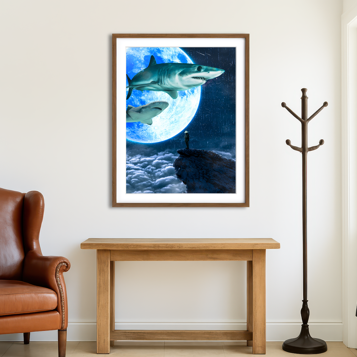 AUTO-MOCKUP ROOM | Shark Moon Wall Art