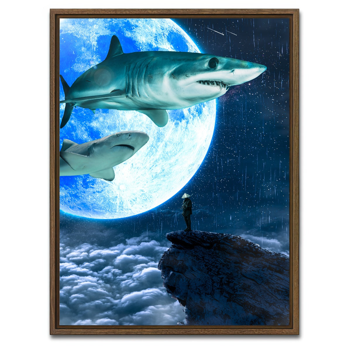 AUTO-MOCKUP WHITE | Shark Moon | 1 Piece | Walnut Framed Canvas | group=3x4