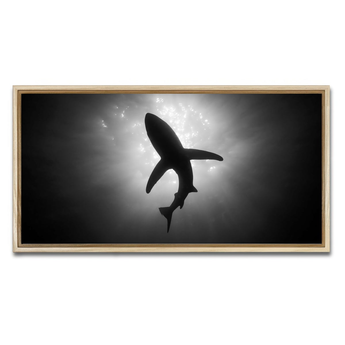 AUTO-MOCKUP WHITE | Shark Silhouette | 1 Piece | Natural Framed Canvas | group=2x1